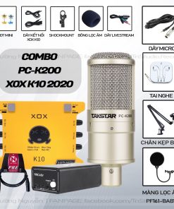 Combo Mic Livestream Thu Âm PC-K200 Và Sound card XOX K10 (10th)
