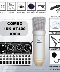 Bộ Mic Hát Livestream Soundcard K900 Và Mic ISK AT100